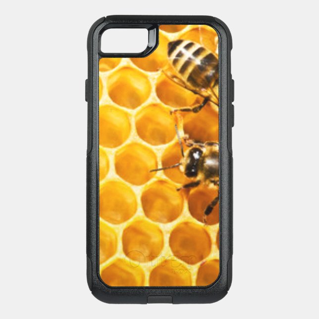 Honeycomb and Bees Pattern Design Otterbox iPhone Case (Back)