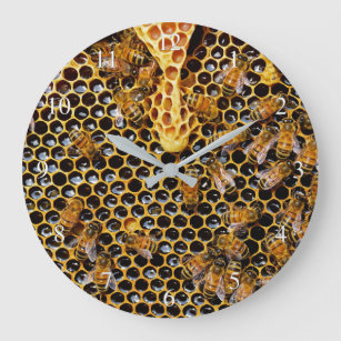 Honeycomb and Bees Small Numbers Large Clock