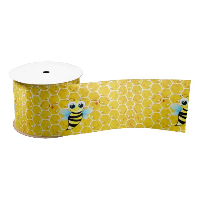 Honeycomb and Bumble Bee Yellow Ribbon (Spool)