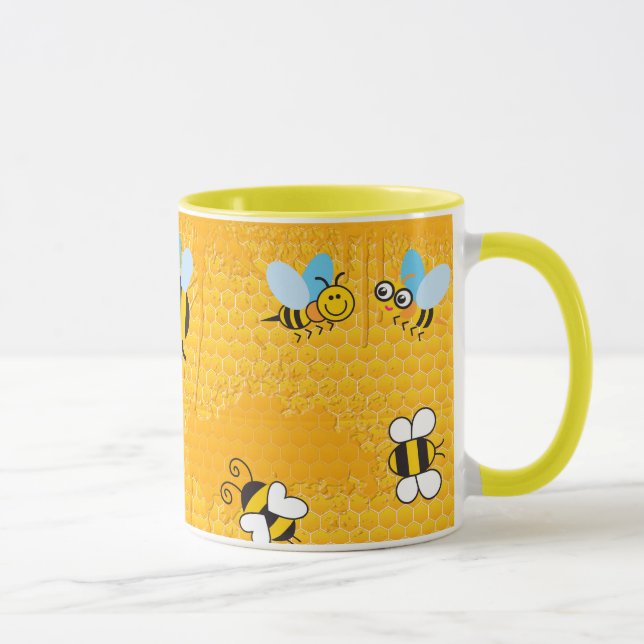 Honeycomb and Cartoon Bee Ringer Mugs (Right)