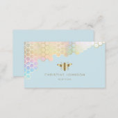 honeycomb and faux gold foil bee design business card (Front/Back)