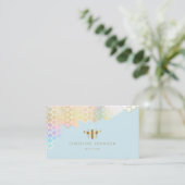 honeycomb and faux gold foil bee design business card (Standing Front)