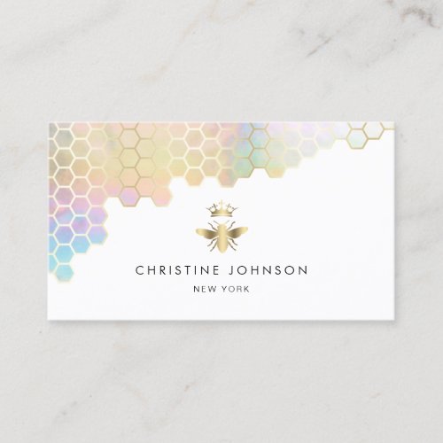 honeycomb and faux gold foil Queen bee logo Business Card