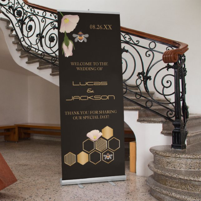 Honeycomb And Floral Wedding  Retractable Banner (Creator Uploaded)