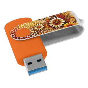 Honeycomb and flower USB Flash Drive