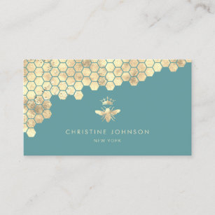honeycomb and queen bee business card
