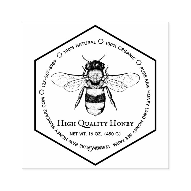 Honeycomb Apiary Skincare Tattoo Bee Rubber Stamp (Imprint)