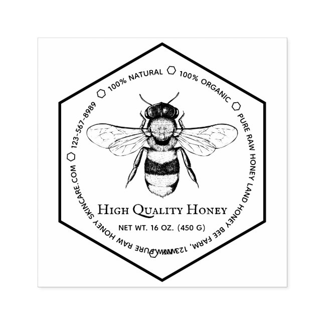 Honeycomb Apiary Skincare Tattoo Bee Rubber Stamp