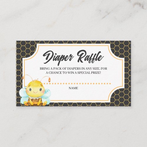Honeycomb Baby Bee Diaper Raffle Enclosure Card