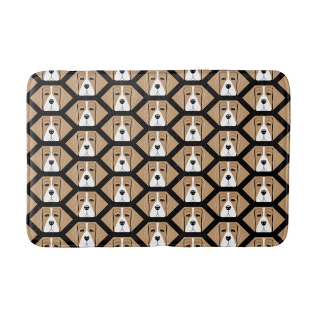 Honeycomb Beagles Pattern Bathroom Mat (Front)