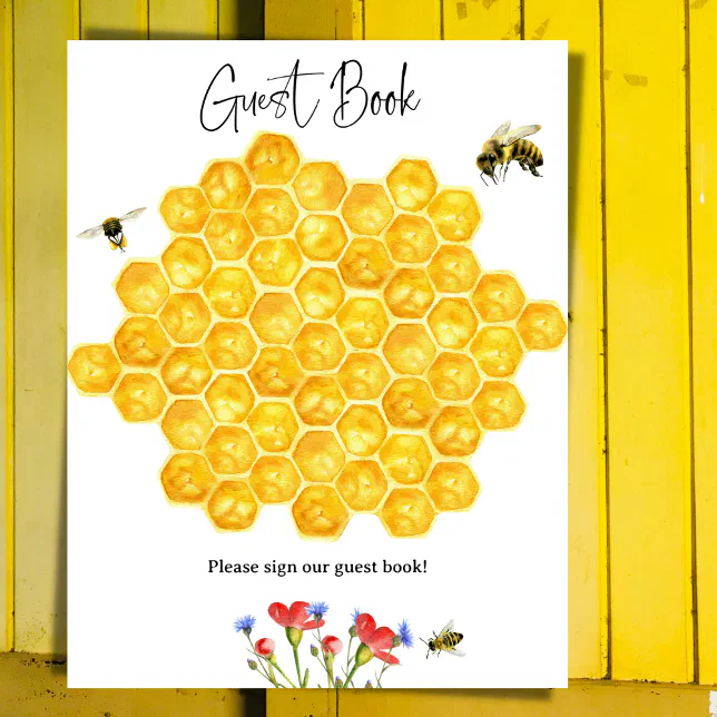 Bee Baby Shower Guest Book Game Poster Zazzle