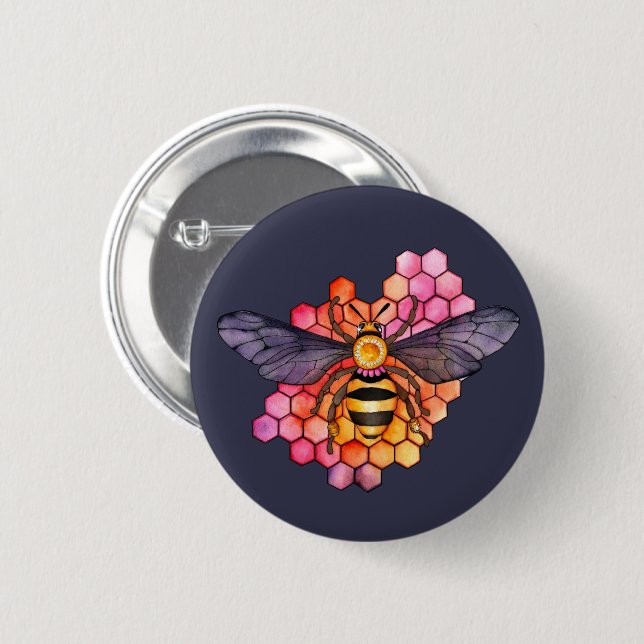 Honeycomb Bee Button (Front & Back)