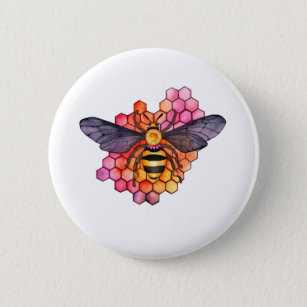 Honeycomb Bee Button