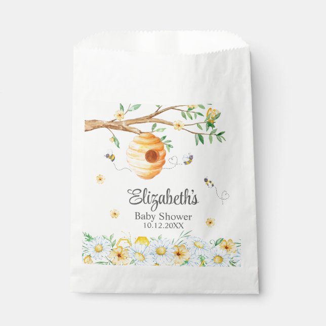 Honeycomb Bee Chamomile Baby Shower  Favor Bag (Front)