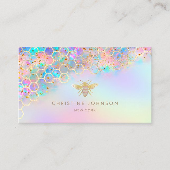 honeycomb bee colorful business card (Front)