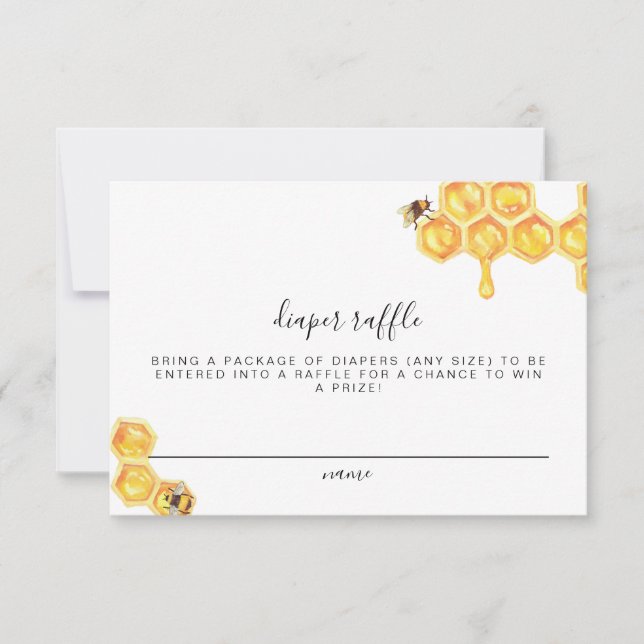 Honeycomb Bee Diaper Raffle Ticket Card (Front)