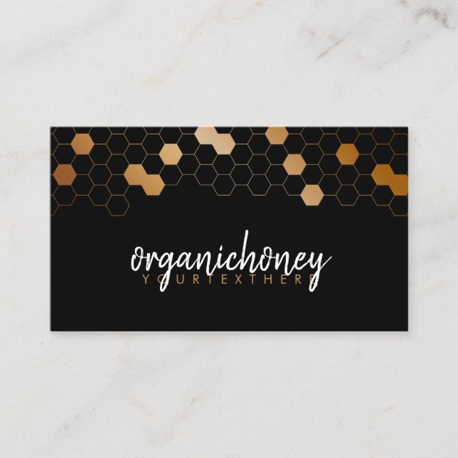 Honeycomb Bee Farm Apiary Black Gold Business Card (Front)