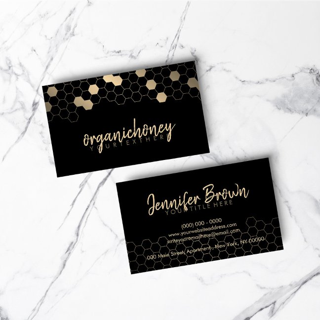 Honeycomb bee farm Apiary Gold Business Card