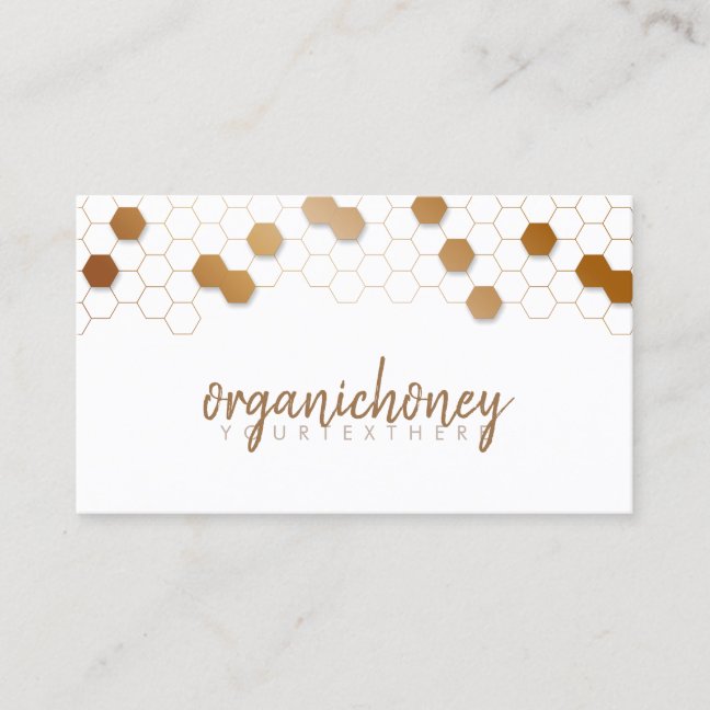 Honeycomb bee farm Apiary Gold Simple Business Card