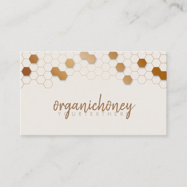 Honeycomb bee farm Apiary Organic Beige gold Business Card
