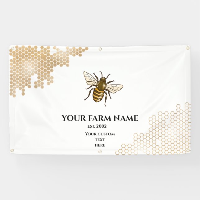 Honeycomb Bee Farm Beekeeper Apiarist Honeybees  Banner (Horizontal)