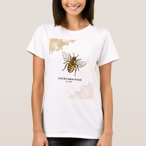 Honeycomb Bee Farm Beekeeper Apiarist Honeybees Bu T_Shirt