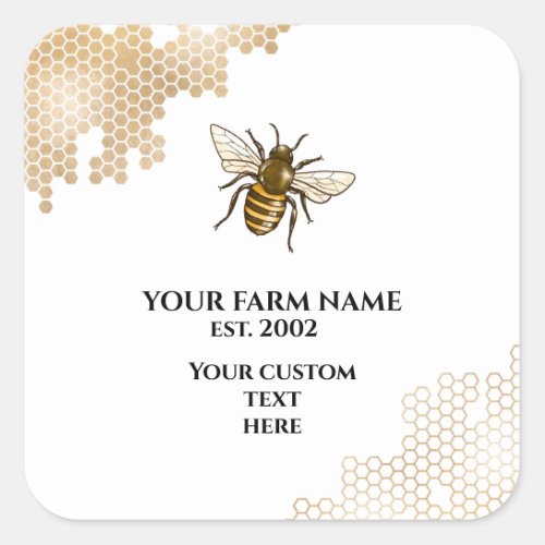 Honeycomb Bee Farm Beekeeper Apiarist Honeybees  Square Sticker