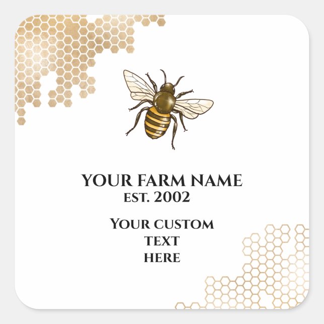 Honeycomb Bee Farm Beekeeper Apiarist Honeybees  Square Sticker (Front)
