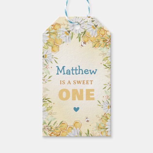 Honeycomb Bee First Beeday Boy 1st Birthday Party Gift Tags