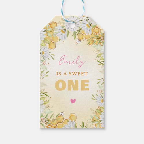 Honeycomb Bee First Beeday Girl 1st Birthday Party Gift Tags