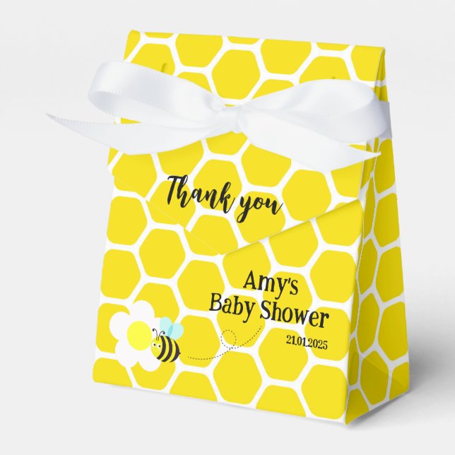Honeycomb Bee Flower Yellow Honey  Favor Boxes (Front Side)
