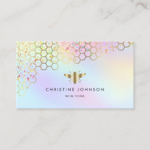 honeycomb bee logo faux glitter business card