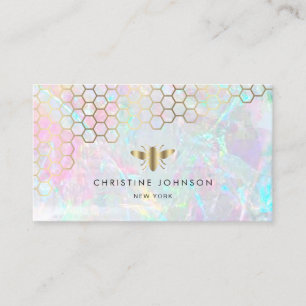 honeycomb bee logo on abstract background business card