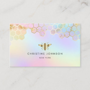 honeycomb bee logo on pastels background business card