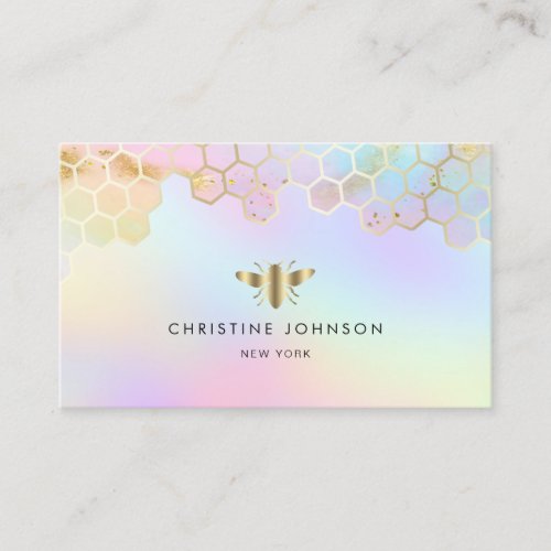 honeycomb bee logo on pastels background business card