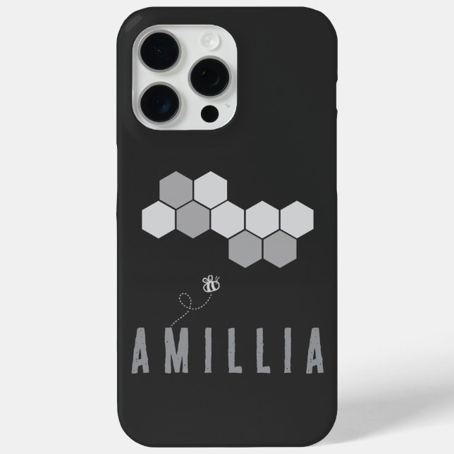 Honeycomb Bee Name Typography Design Case-Mate iPhone Case (Back)