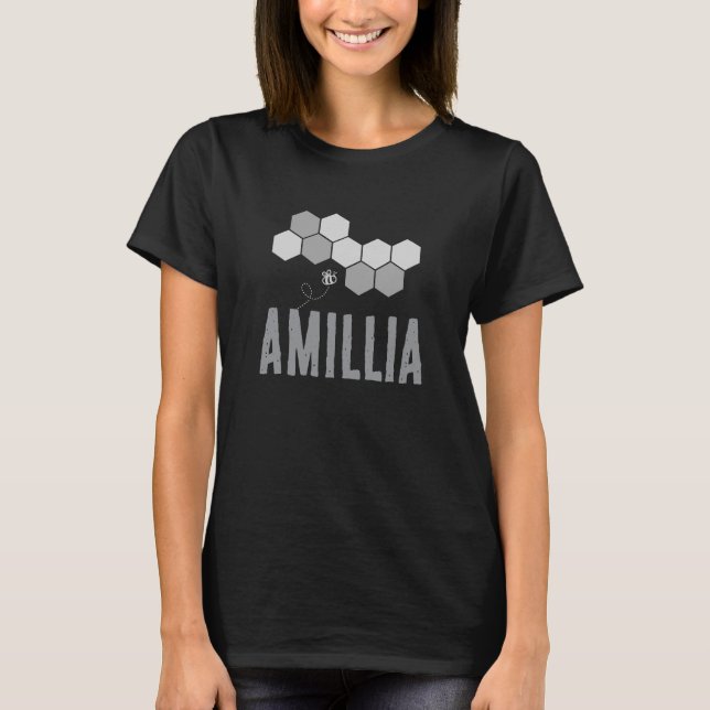 Honeycomb Bee Name Typography Design T-Shirt (Front)
