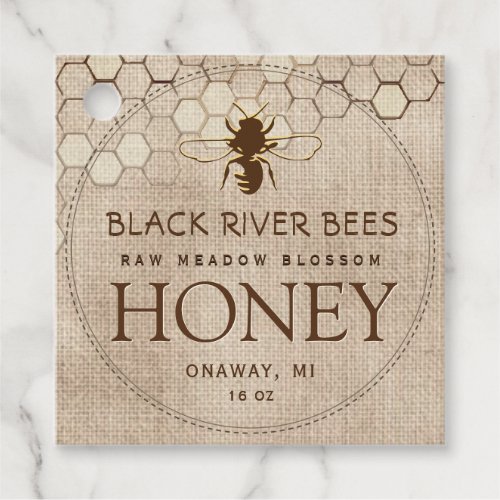 Honeycomb  Bee Raw Honey Jar Tag Natural