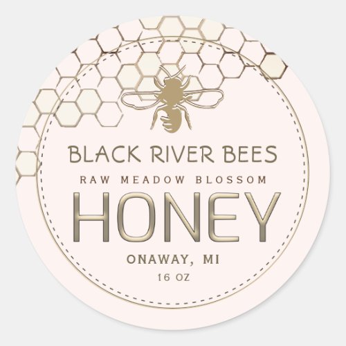 Honeycomb  Bee Raw Honey Label Blush Pink