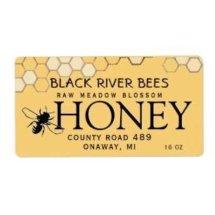 Honeycomb & Bee Raw Honey Label Provence Yellow