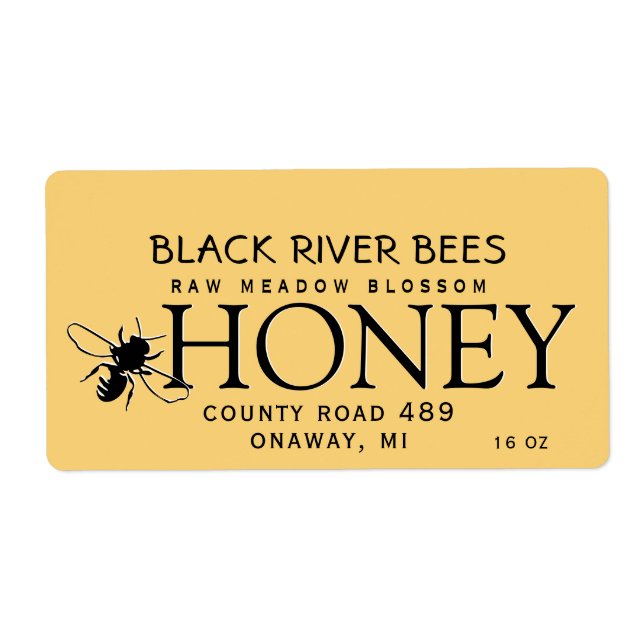 Honeycomb & Bee Raw Honey Label Provence Yellow (Front)