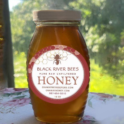 Honeycomb  Bee Raw Honey Label Terracotta 