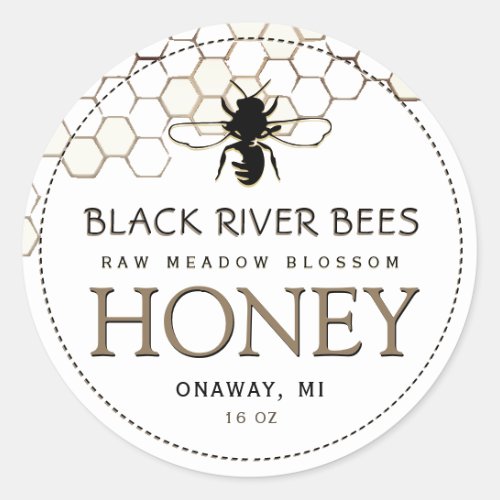 Honeycomb  Bee Raw Honey Label White