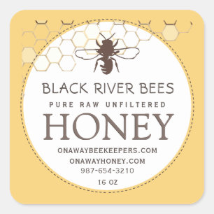 Honeycomb & Bee Raw Honey Label Yellow