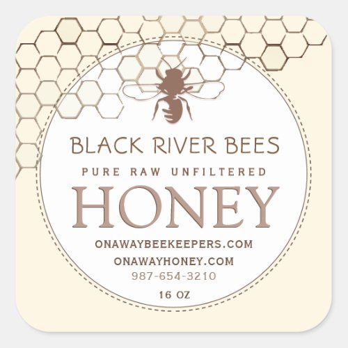 Honeycomb  Bee Raw Honey Label Yellow