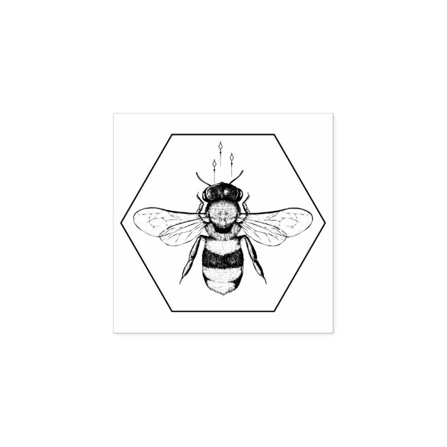 Honeycomb Bee Sketch | Apiary & Natural Skincare Rubber Stamp