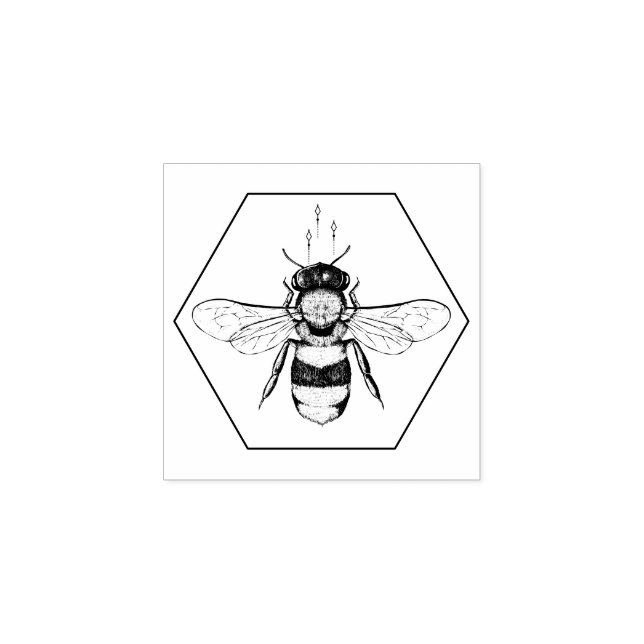 Honeycomb Bee Sketch | Apiary & Natural Skincare Rubber Stamp (Imprint)