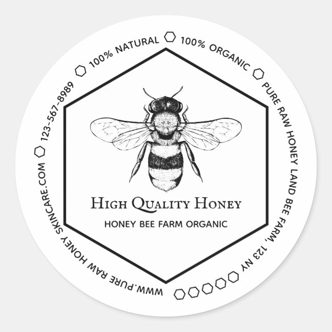 Honeycomb Bee | Skincare & Apiary Branding Classic Round Sticker
