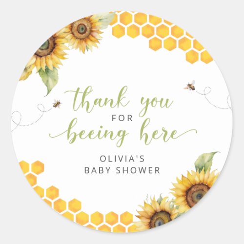 Honeycomb Bee Summer Baby Shower Thank You Classic Round Sticker
