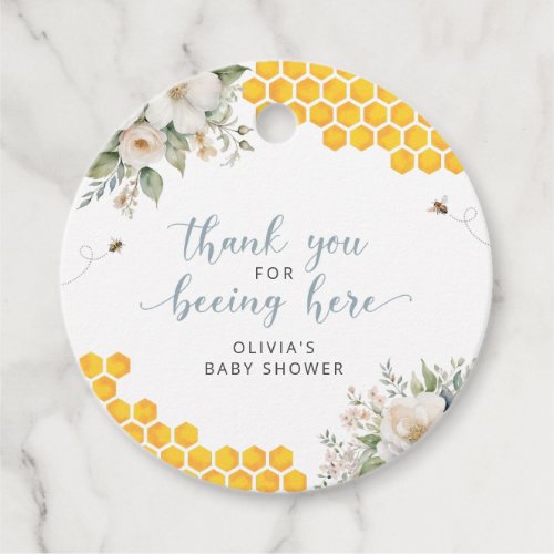 Honeycomb Bee Summer Baby Shower Thank You Favor Tags